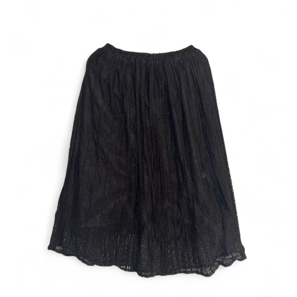 Cathaya Black Lace Boho Midi Skirt Lined Festival Whimsy Goth Size S